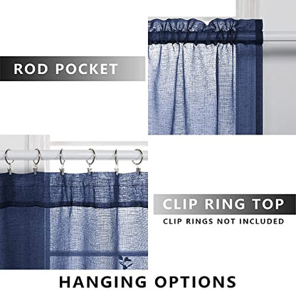 KOUFALL Navy Blue Curtains 84 Inch Length,Sheer Rod Pocket Linen Look Dark Blue Masculine Nautical Curtains for Boys Bedroom Living Room 2 Panels Set Indigo - color: Navy Blue, size: 52"W x 84"L (Pack of 2)