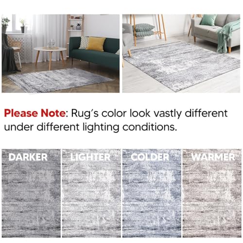 Keen Home Design Runner Rugs - 32"x91" Non-Shedding, Thick Pile Abstract Rugs for Kitchen, Living Room, Bedroom, Dining Room, Entryway - Size: 2'8" x 7'7", Abstract Cream/Grey - color: Abstract Cream/Grey, size: 2'8" x 7'7" (Runner)