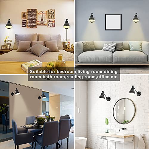 GOODATE Plug in Wall Sconces, Wall Sconce Lighting with Dimmable On Off Switch, Swing Arm Wall Lamp, Black Metal Industrial Wall Light Fixtures, Safety E26 Base, 6FT Plug in Cord - size: Black-1 PACK