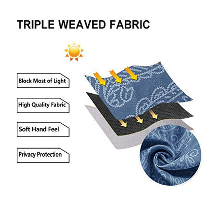 DWCN Ombre Blackout Curtains - Damask Thermal Insulated Light Blocking Grommet Curtains for Bedroom and Living Room, Set of 2 Gradient Medallion Curtain Panels, 52 x 54 Inch Length, Navy Blue - color: Navy Blue, size: 52"W x 54"L (Pack of 2)