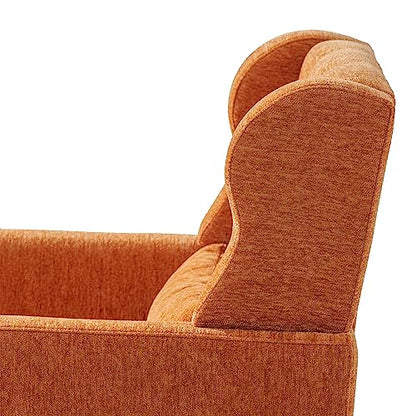 Accent Chair, Living Room Chairs with Solid Wood Legs & Pillow | Chairs Living Room with High Tufted Backrest, Reading Chair for Bedroom/Office, Chenille Fabric - color: Orange
