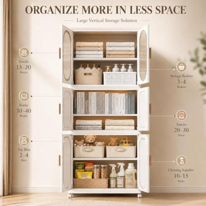 2-Tier Hanging Foldable Closet with Storage Bin, 3-Tier Portable Armoire Organizer, Modular Folding Cabinet with Doors & Wheels for Nursery Room Organization, Clear - size: Style A