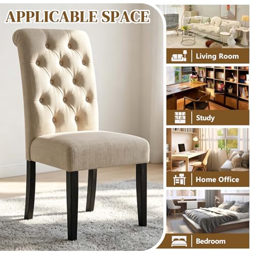Anwick Beige Modern Accent Chair Set of 2, Mid Century Upholstered Living Room Chair with Wood Legs, Comfy Small Accent Chair with Back for Small Spaces, Office, Bedroom, Reading Spaces (Beige) - color: Beige