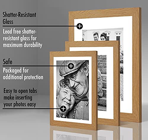Americanflat Set of 7 Picture Frames with Shatter-Resistant Glass - Gallery Wall Frame Set with One 11x14, Two 8x10 and Four 5x7 Frames - Signature Collection - Dark Oak | Includes one 11x14, two 8x10 and four 5x7, shatter-resistant glass, hanging hardwar