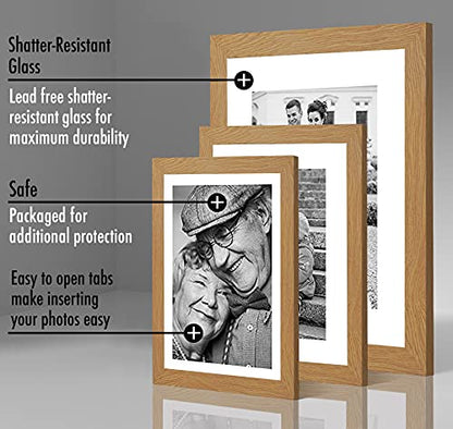 Americanflat Set of 7 Picture Frames with Shatter-Resistant Glass - Gallery Wall Frame Set with One 11x14, Two 8x10 and Four 5x7 Frames - Signature Collection - Dark Oak | Includes one 11x14, two 8x10 and four 5x7, shatter-resistant glass, hanging hardwar