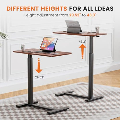 Sweetcrispy Overbed Table, Bedside Table, Storage Shelf | Adjustable Rolling Wheels, Mobile Laptop Desk, Space Saving Frame, Dorm, Apartment, Chocolate - color: Chocolate