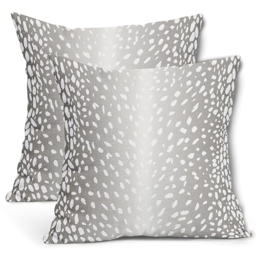 Antelope Pillow Covers 20X20 Inch Gray Taupe Faux Fawn Deer Animal Print Decorative Pillow Cases Modern Neutral Cotton Linen Throw Pillows Set of 2 Farmhouse Home Decor for Sofa Porch Couch Outdoor - color: Gray Taupe, size: 20" x 20" (Pack of 2)