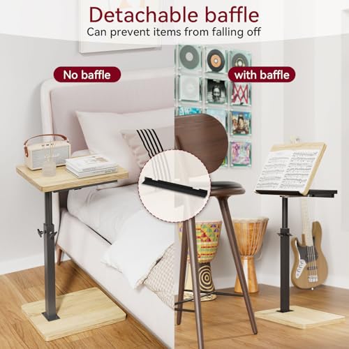 IBUYKE C Shaped Side Table, Angle Adjustable, 360° Swivel Height Adjustable End Table for Small Spaces, for Phone Computer & Tablet, Modern Small Coffee Snack Table for Sofa/Bed, Natural UTVT004R | 360° Swivel Height Adjustable,Side End Table for Small Sp