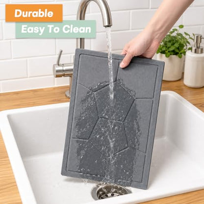 Stone Under Sink Mat,Quick Drying Diatomite Stone Kitchen Cabinet Protector Suitable for 34" x 22", Spliceable Design Super Absorbent Non-Slip Shelf Liner Pad for Bathroom Organizer and Storage