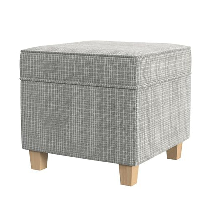HomePop 18" Classic Square Storage Ottoman - Sage Mini Grid Pattern - color: Sage Mini Grid Pattern
