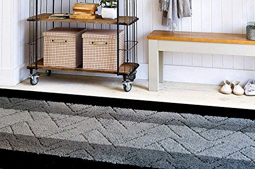 Hallway Runner Rug, 2'7" x 3' Washable Non-Slip Carpet Runner, Custom Size | Rubber Backed Runners for Hallways, Kitchen, Bathroom & Entryway, 2-35 Feet - color: Zigzag-grey, size: 2'7" x 3' (Runner)