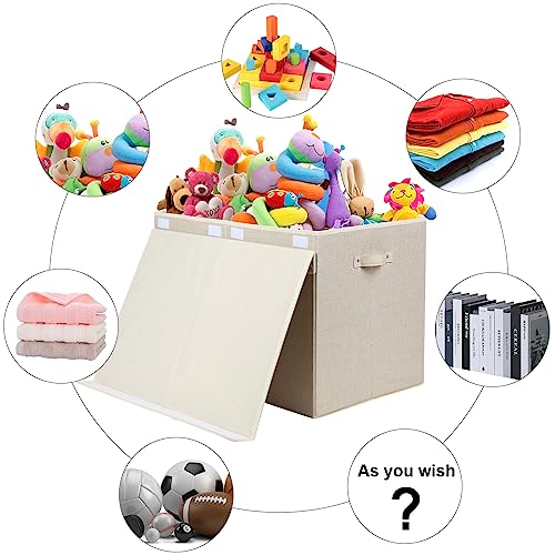 122L Large Toy Box Chest Storage with Lid, Collapsible Kids Toy Storage | Toy Chest with with Removable Divider for Kids, Boys, Girls, Nursery, Living Room, Bedroom, 26"x17" x17" (Linen Beige) - color: Extra Large Beige