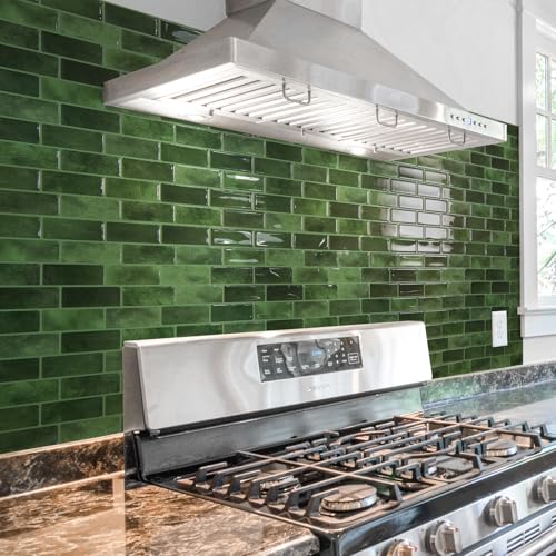 Art3d 10-Pack Marble Tile Peel and Stick Backsplash, 12 x 12 in, Jade Green | Strong Adhesion, Lightweight, Cuttable, Waterproof, Fadeless, Crack Resistant, for Kitchen, Bedroom, Ideal for Recently Moved - color: Jade Green