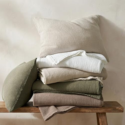 100% Cotton Waffle Coverlet Set, Queen Size, Truffle Taupe Brown | Soft Premium Waffle Weave Cotton Bed Blanket, Lightweight Oversized Bedspread, All Season 3-Piece Bedding Set with 2 Shams - color: Truffle Taupe Brown, size: Full/Queen (92" X 96")