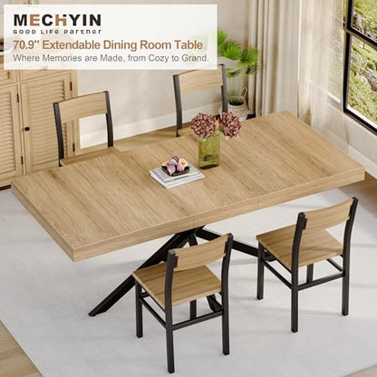 Extendable Dining Room Table for 4 6 8,55"-70" Kitchen Table Leaf,Oak | Expandable Rectangle Dining Table,Wood Dining Table w/ Hidden Leaf & Storage, Space Saving, Kitchen Dining Living Room,Modern - color: Removable Leaf 55"-71" Oak