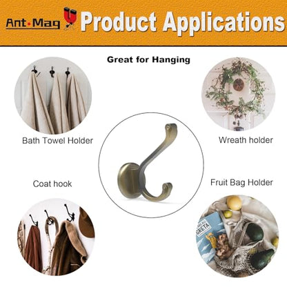 Ant Mag Magnetic Hooks Heavy Duty 140LBS, Neodymium Wall Coat Hooks 2 Pack | Strong Magnet Hooks for Hanging Coats, Robes, Backpacks, Bags, Hats, Keys, Mugs, Cups, Towels, Bronze - color: Bronze, size: 2 Pack