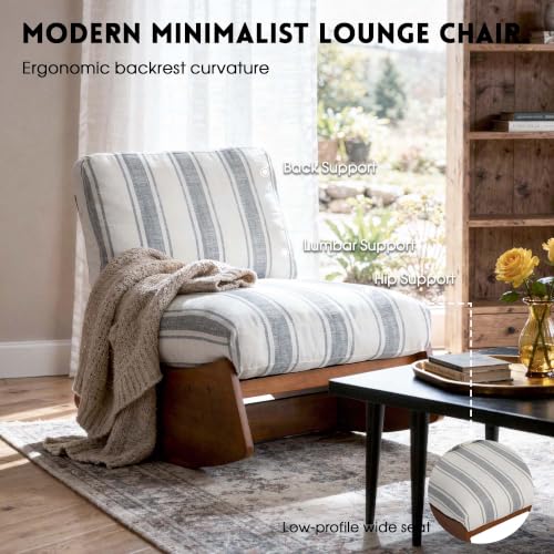 Armless Rocking chair, Upholstered Glider Lounge Chair, Gray Stripe | Comyf Chenill, Curved Solid Wood Base, for Living Room, Bedroom - color: Gray Stripe