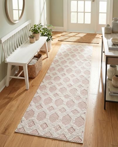 Rugs.com - Sabrina Soto Casa Rug – 8 Ft Runner Pink Modern High-Low Textured Runner for Hallways and Entryways - color: Pink, size: 2'3" x 8' (Runner)