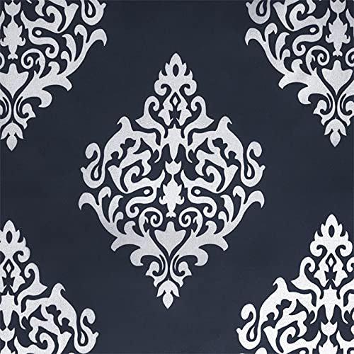 EXCLUSIVE HOME Medallion Room Darkening Blackout Grommet Top Curtain Panel Pair, 52"x63", Peacoat Blue - color: Peacoat Blue, size: 52"W x 63"L (Pack of 2)