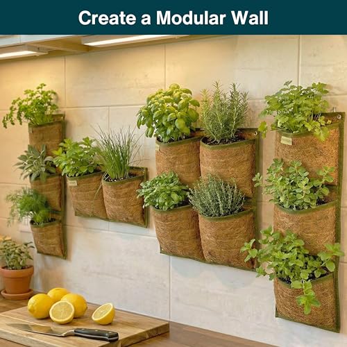 Wall Hanging Planter, 2 Pocket, Hanging herb Planter, wall Mounted Plant Holder, Vertical herb Garden, Plant Hanger Indoor, Boho Kitchen Decor, Porch and Balcony Decor, Fence planters - style: 2 Pockets