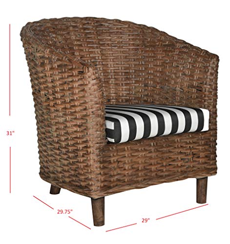 Safavieh Home Collection Omni Honey Barrel Chair - color: Brown/Black White Cushion