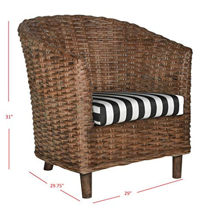 Safavieh Home Collection Omni Honey Barrel Chair - color: Brown/Black White Cushion