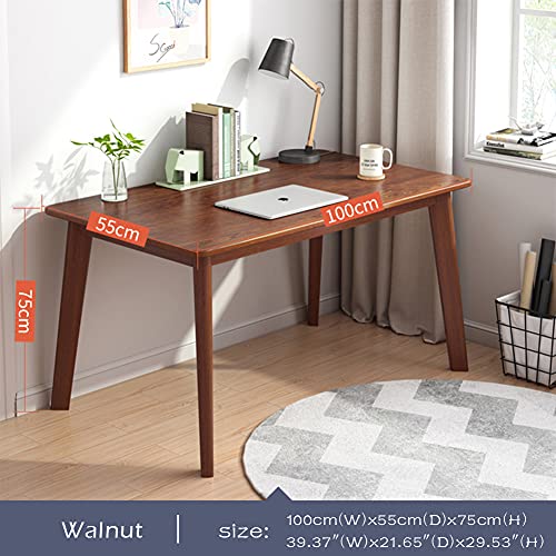 IOTXY Simple Wooden Writing Desk - Modern Minimalist Style PC Laptop Computer Workbench with Solid Wood Legs, 39" W Home Office Work Table for TV Stand Music Video Live Broadcast Workstation, Walnut | Nordic Minimalist Style, MDF Tabletop, Solid Wood Legs