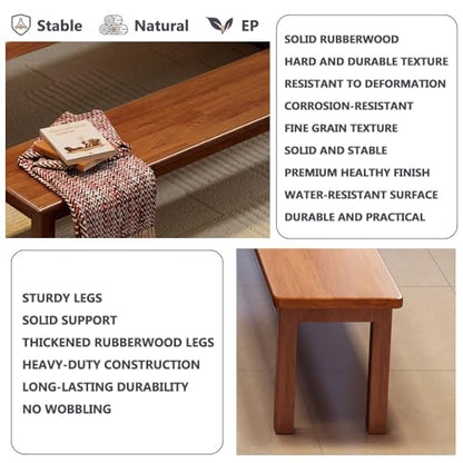 Rustic Farmhouse Bench Thickened Solid Wood Bench Vintage Skinny Dining Bench 31.5"- 78.7"L Narrow Entryway Bench For Living Room, Dining Room,End Of Bed, Hallway(Walnut,31.5"Lx11.8"Wx17.7"H)