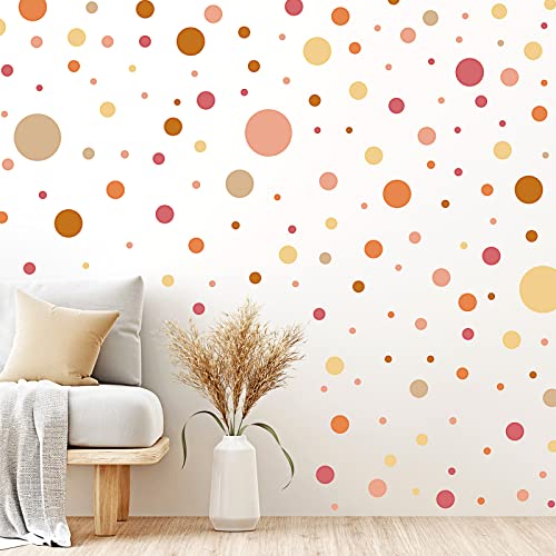 Zonon 264 Pcs Polka Dot Wall Decals for Classroom Decor Kids Circle Wall Sticker Vinyl Peel and Stick Colorful Removable for Nursery Bedroom Playroom Living Room(Retro Color) - color: Retro Color, style: Classic