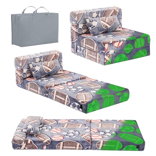 Folding Sofa for Kids, Toddler Washable Foldable Floor Nap Mat, Child Fold Up Sofa Futon Folding Chair with Storage Bag for Girls Boys, Ball - color: Ball