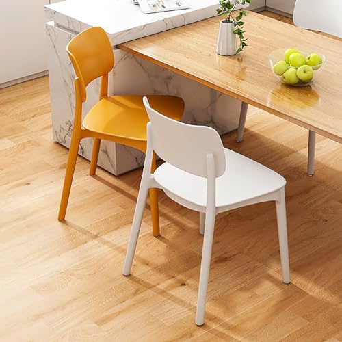 Set of 4/5/6 Plastic Dining Chair, Stackable Kitchen Chairs Modern Armless Side Chairs for Indoor Outdoor Living Room Restaurant, Space-Saving, No Assembly (5 Pack(15x17x31inch), White)