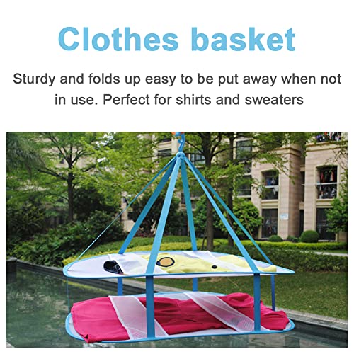 2 Tier Folding Drying Rack, Folding Mesh Clothes Hanging Dryer, Portable Windproof Hanging Laundry Racks with Fixing Band for T-Shirt, Swimsuit, Underwear Outdoor Indoor