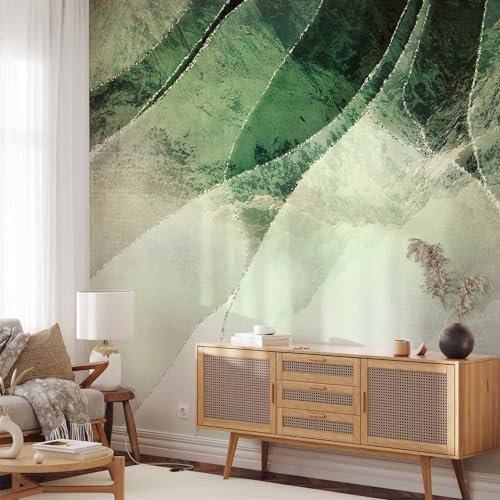 Wall Mural Abstract 77x55 in - Peel and Stick Self-Adhesive Wallpaper Removable Large Sticker Foil Wall Decor Print Picture Image Design 3D Effect Marble Green Like Painted a-A-10216-a-a - color: #08, size: 77"Wx55"H Self-Adhesive
