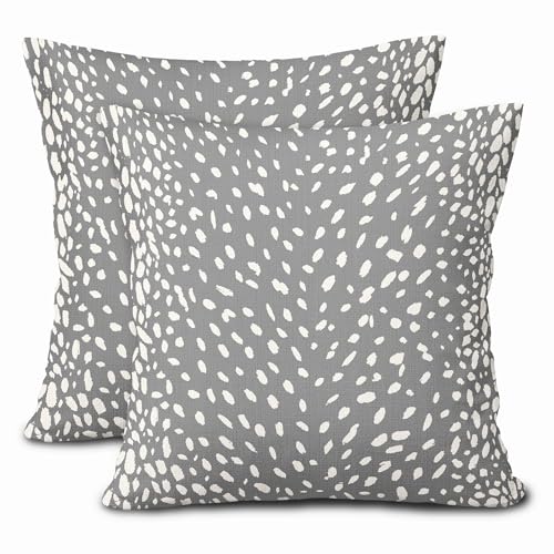 Antelope Gray Pillow Covers 20X20 Inch Neutral Animal Faux Fawn Decorative Pillow Cases Modern Euro Cotton Linen Throw Pillows Set of 2 Farmhouse Home Decor for Sofa Couch Porch Outdoor - color: 4-gray Fawn, size: 20" x 20" (Pack of 2)