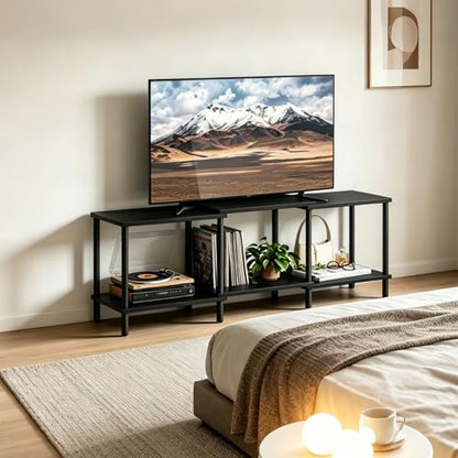 TV Stand, Entertainment Center, Industrial TV Media Console Table with Open Storage Shelves, 2 Tier TV Cabinet for Living Room, Bedroom LTS107BK - color: Black