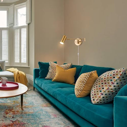 Gold Plug in Wall Sconces Set of 2 | Modern Swing Arms Wall Lamp, Plug-in Cord, Adjustable Wall Light, Light Source Included - color: A-Gold-2 Pack