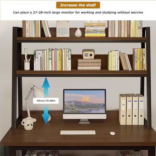 FPIGSHS Ladder Bookcase for Computer Desktop, 2-Tier Multipurpose Countertop Hutch Bookshelf, Multi-Function Storage Display Shelf Organizer Rack for Home Dorm Office Supplies (95CM)