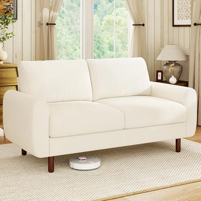 68" Loveseat Sofa, Comfy Chenille Fabric Couches for Living Room with Spring Cushion and Solid Wood Frame, Modern Deep Seat Couch for Bedroom, Apartment, Office, Easy Assembly, Beige - color: Beige