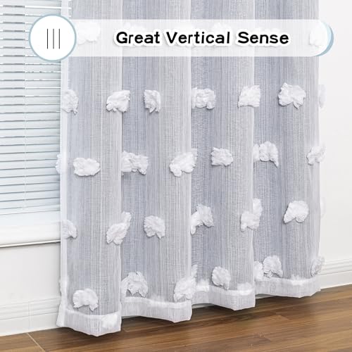MYSKY HOME Dusty Blue Curtains for Bedroom & Kids Room - 54 Inch Long, Double Layer, White Pom Pom, Sheer, Grommet, Darkening, Small Window, 2 Panels, 52 x 54 in - color: Dusty Blue, size: 52"W x 54"L (Pack of 2)