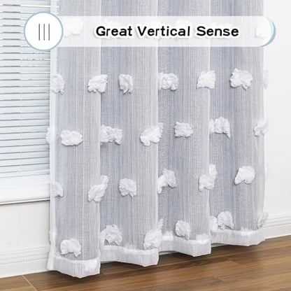 MYSKY HOME Dusty Blue Curtains for Bedroom & Kids Room - 54 Inch Long, Double Layer, White Pom Pom, Sheer, Grommet, Darkening, Small Window, 2 Panels, 52 x 54 in - color: Dusty Blue, size: 52"W x 54"L (Pack of 2)