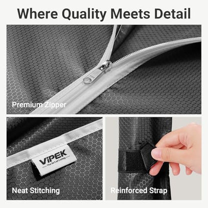 VIPEK R4C Portable Closet Rolling Clothes Rack with Wheels & Zippered Cover | Black Upgraded Fabric Cover, Lockable Wheels, 4 Adjustable Shelves, 2 Hanging Rods, Metal Porable Garment Rack for Bedroom - color: Black Rack with Black Cover, style: R4C