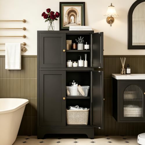43" H Black Small Pantry Cabinet,Metal Storage Cabinets,Small Food Storage Cabinets - color: Black, size: 43"H-4Doors
