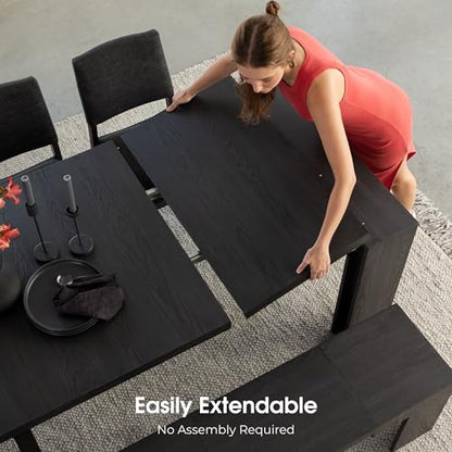 Transformer Table Solid Wood Extendable Dining Table, Black | Seats 2-12, Expandable Dining Room Table, Space-Saving Furniture, Kitchen and Dining Room Furniture, Table + 4 Chairs - color: Black, size: Table + 4 Chairs