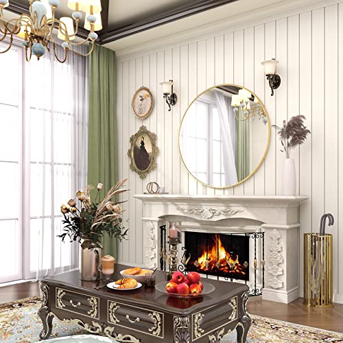 BEAUTYPEAK 30 Inch Round Mirror, Metal Frame Circle Mirror, Gold | Wall Mounted for Entryway, Bathroom, Vanity, Living Room - color: Gold, size: 30"L x 30"W