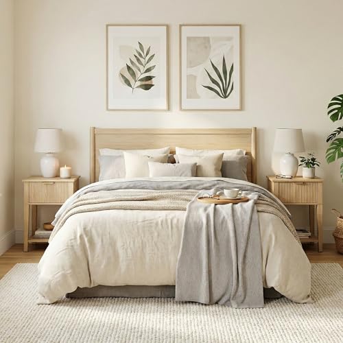 FuniXpress Small Nightstand, 15" Wide, Drawer and Shelf, Natural Oak Fluted | Light oak tone, clean fluted front, 11.8-inch slim depth, smart storage, fits bedside, sofa side, or small spaces - color: Natural Oak