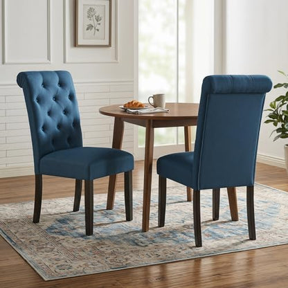 Anwick Blue Modern Accent Chair Set of 2, Mid Century Upholstered Living Room Chair with Wood Legs, Comfy Small Accent Chair with Back for Small Spaces, Office, Bedroom, Reading Spaces (Blue2) - color: Blue2