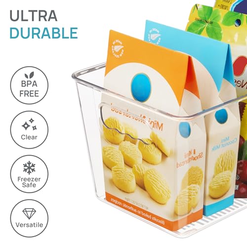 Vtopmart 6 Pack Clear Storage Bins, Pantry Cabinet Organizer Bins, Medium | Plastic Pantry Storage Bins with Handle, Storage Containers for Fridge, Cabinet, Kitchen, Countertops, Cupboard, Freezer - size: M(10"×6"×5")