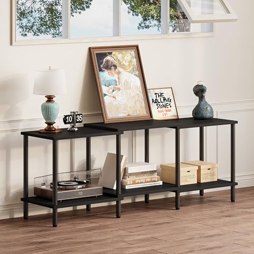 TV Stand, Entertainment Center, Industrial TV Media Console Table with Open Storage Shelves, 2 Tier TV Cabinet for Living Room, Bedroom LTS107BK - color: Black