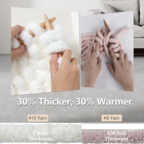 Cozyful Chunky Yarn for Hand Knitting - #10 Chunky Chenille Yarn, Jumbo Big Thick Chunky Yarns for Crocheting, Super Bulky Chunky Knit Blanket Yarns, 8 Skein (22yd, 8oz/Skein), Cream & Pink - color: Cream & Pink
