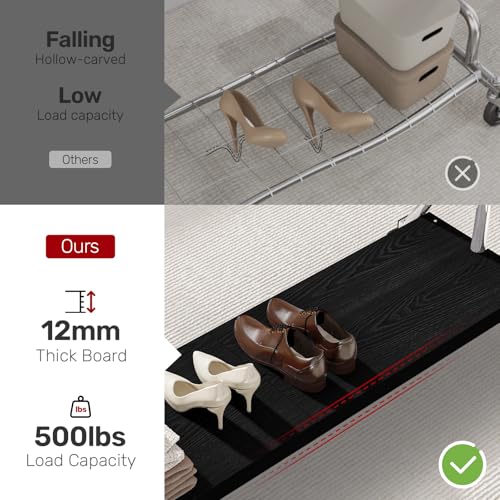 MAXLEAD Clothes Rack, Clothing Rack with Wood Shelves 500 LBS Heavy Duty Garment Rack for Hanging Clothes Portable Closet Sturdy Coat Rack for Bedroom, Living Room, Laundry, Balcony, Silver | Heavy Duty Garment Rack, Easy Assemble Portable Closet Sturdy C